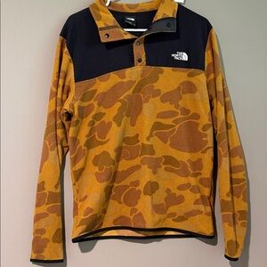 The North Face TKA Glacier Snap-Neck Pullover in a yellow/brown
